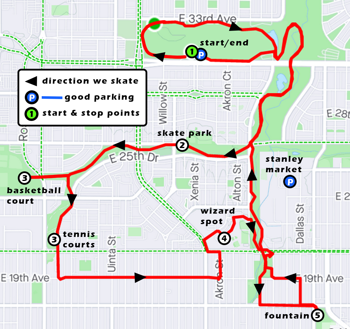 Denver Rocks Run Course Map Denver Urban Skate Troop